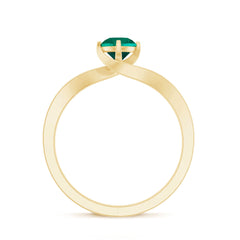Certified 6 mm Lab Grown Emerald Diamond Bypass Engagement Ring