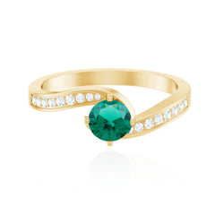 Certified 6 mm Lab Grown Emerald Diamond Bypass Engagement Ring