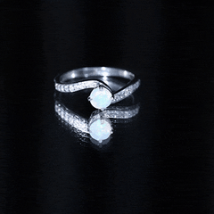 Natural Certified Ethiopian Opal Solitaire Promise Ring with Bypass Shank