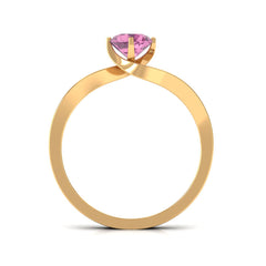 Pink Tourmaline Solitaire Bypass Ring with Diamond