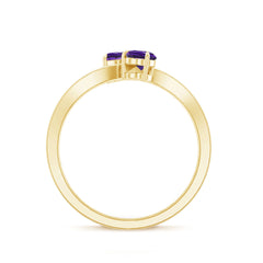3/4 CT Heart Shape Amethyst Two Stone Engagement Ring with Diamond
