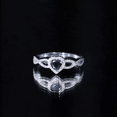 Lab Grown Black Diamond Heart Engagement Ring with Criss Cross Shank