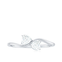 1 CT Heart Shape Moissanite Toi et Moi Promise Ring