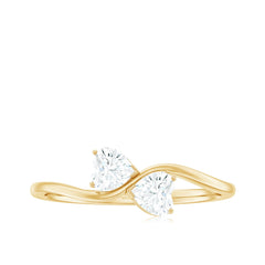 1 CT Heart Shape Moissanite Toi et Moi Promise Ring