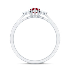 Natural 0.6 Carat Heart Shape Ruby Diamond 3 Stone Promise Ring