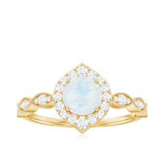 Vintage Style Moonstone Engagement Ring with Diamond Accent