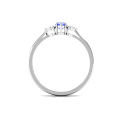 Heart Shape Tanzanite 3 Stone Promise Ring with Diamond