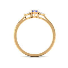 Heart Shape Tanzanite 3 Stone Promise Ring with Diamond