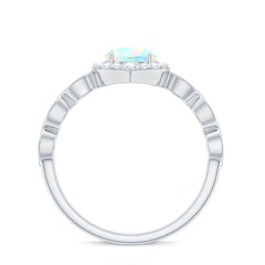 Vintage Looking Ethiopian Opal Engagement Ring with Real Diamond Halo