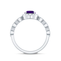 1.75 CT Vintage Amethyst Engagement Ring with Moissanite Accent