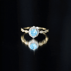 0.8 Carat Aquamarine and Diamond Designer Engagement Ring