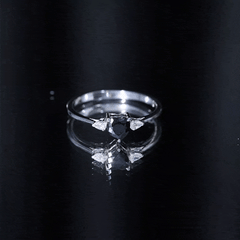 Heart Shape Created Black Diamond Promise Ring with Pear Diamond