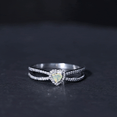 Certified Natural Ethiopian Opal Heart Shaped Engagement Ring with Diamond Halo