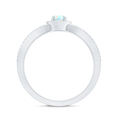 Certified Natural Ethiopian Opal Heart Shaped Engagement Ring with Diamond Halo