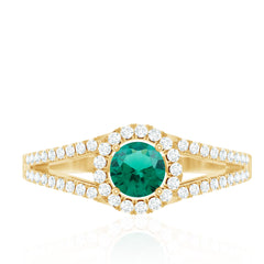 Lab Grown Emerald Diamond Halo Engagement Ring with Certificate