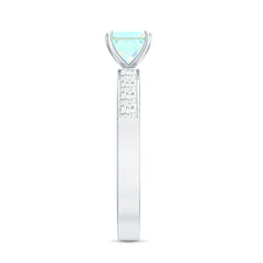 Certified Real Ethiopian Opal Princess Cut Engagement Ring with Diamond