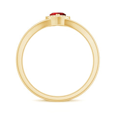 Lab Grown Ruby Heart Promise Ring with Diamond Halo