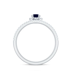 Blue Sapphire Wedding Ring Set with Diamond