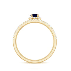 Blue Sapphire Wedding Ring Set with Diamond