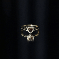 Certified Real Garnet Heart Promise Ring with Diamond Halo