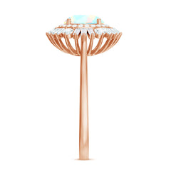 Natural 8mm Ethiopian Opal Double Halo Engagement Ring with Certificate