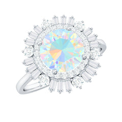 Natural 8mm Ethiopian Opal Double Halo Engagement Ring with Certificate