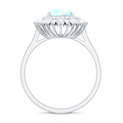 Natural 8mm Ethiopian Opal Double Halo Engagement Ring with Certificate
