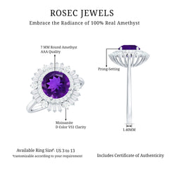 Amethyst and Moissanite Double Halo Cocktail Engagement Ring