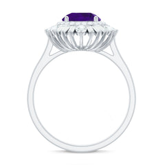 Amethyst and Moissanite Double Halo Cocktail Engagement Ring
