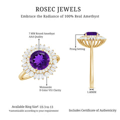 Amethyst and Moissanite Double Halo Cocktail Engagement Ring