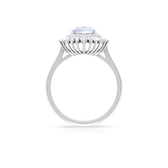 Moonstone and Moissanite Double Halo Cocktail Engagement Ring