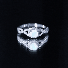 Natural Ethiopian Opal Diamond Engagement Ring with Criss Cross Shank