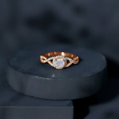 Natural Ethiopian Opal Diamond Engagement Ring with Criss Cross Shank