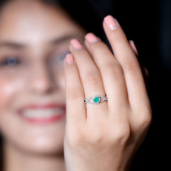 Real Emerald and Diamond Criss Cross Engagement Ring