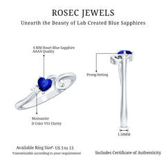 Certified Lab Grown Blue Sapphire Twisted Heart Promise Ring