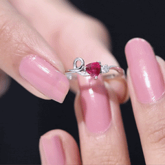 Created Ruby Heart Ring With Moissanite
