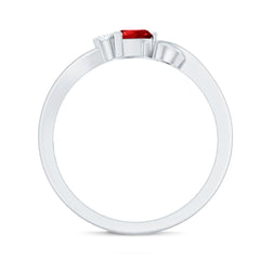 Created Ruby Heart Ring With Moissanite