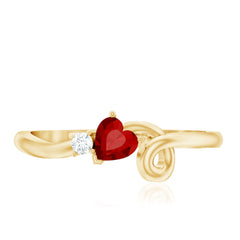 Created Ruby Heart Ring With Moissanite
