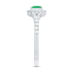 Princess Cut Emerald Engagement Ring with Diamond Split Shank