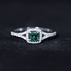 Certified Princess Cut Lab Grown Emerald Diamond Promise Ring