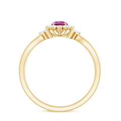 Pink Tourmaline and Diamond Flower Engagement Ring with Split Shank
