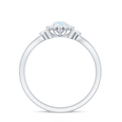 Real Moonstone and Diamond Flower Engagement Ring with Split Shank