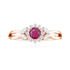 Nature Inspired Ruby Engagement Ring with Diamond for Women