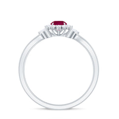 Nature Inspired Ruby Engagement Ring with Diamond for Women