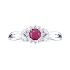 Nature Inspired Ruby Engagement Ring with Diamond for Women