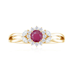 Nature Inspired Ruby Engagement Ring with Diamond for Women