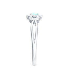 Certified Opalescent Diamond Flower Engagement Ring with Natural Diamonds