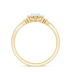 Certified Opalescent Diamond Flower Engagement Ring with Natural Diamonds