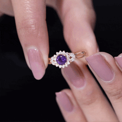 Split Shank Amethyst Flower Engagement Ring with Diamond