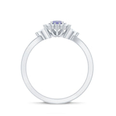 Genuine Tanzanite and Diamond Nature Engagement Ring with Split Shank